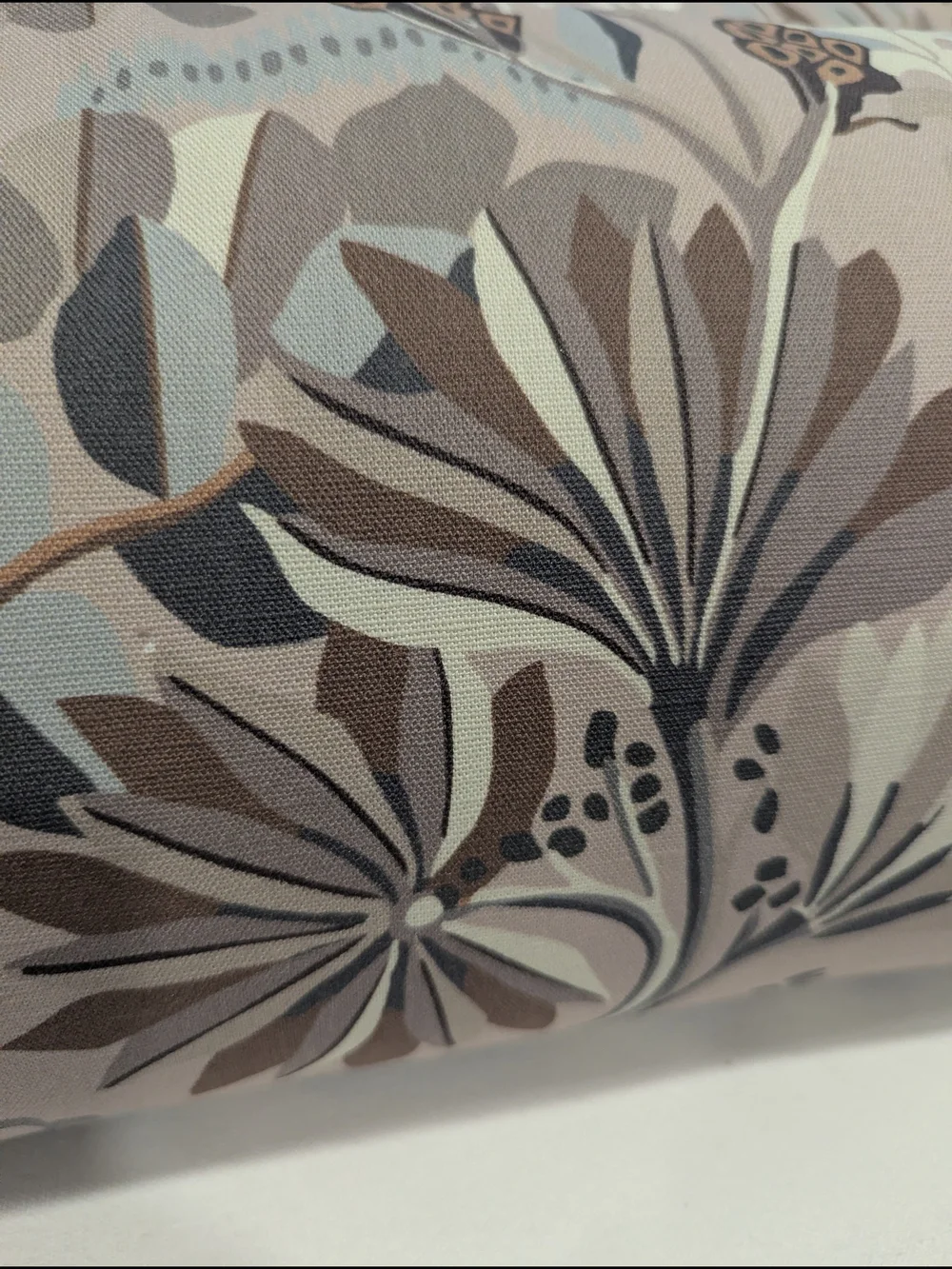 Botanical Pattern Lumbar Pillow - Taupe and Gray